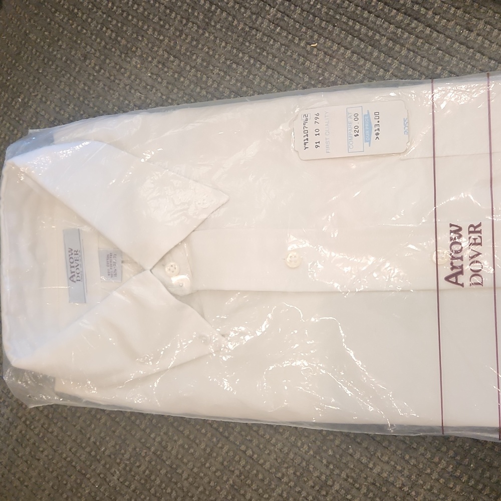 Arrow Dover white button down long sleeve shirt mens 16 1/2 32/33 NWT